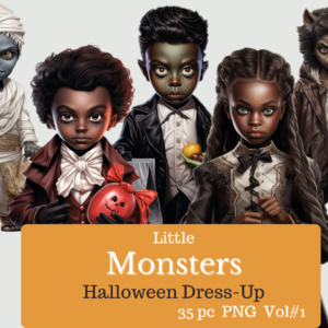 Little Black Children dressed like monsters for Halloween