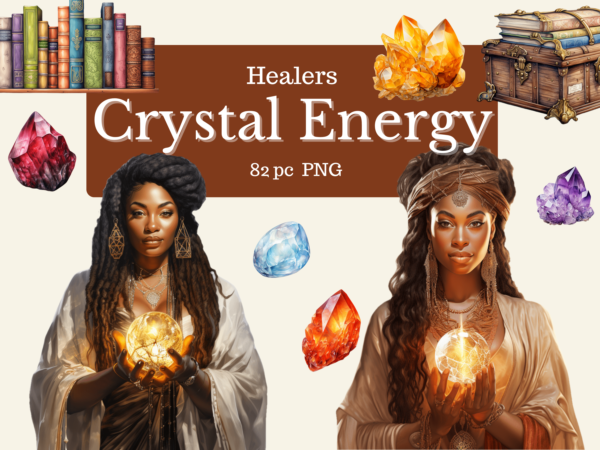 Black Woman Crystal Energy Healers Clipart