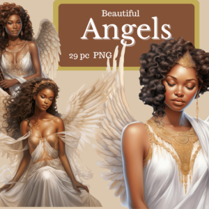 Beautiful Black Angels with wings, clipart