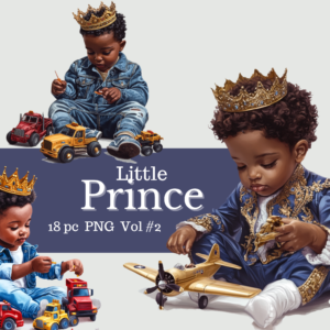 Little Prince Vol #2, Toddler black boy in Blue with crown