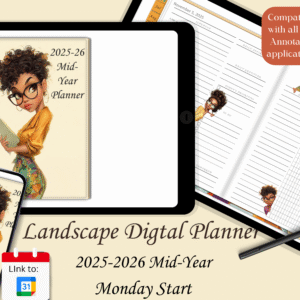 Bold & Quirky 2025-26 Mid-Year Planner - Landscape Monday Start